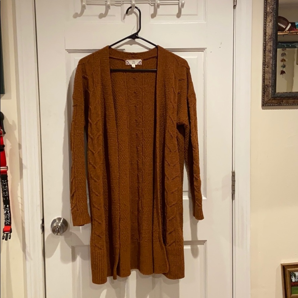 Pink Rose burnt orange long cardigan